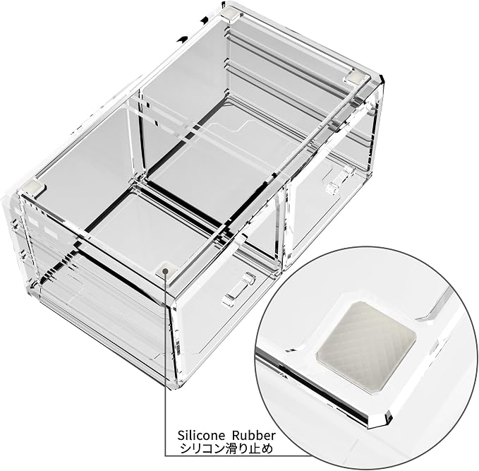 READAEER Makeup Organizer 3 Pieces Cosmetic Storage Case with 6 Drawers (Clear)