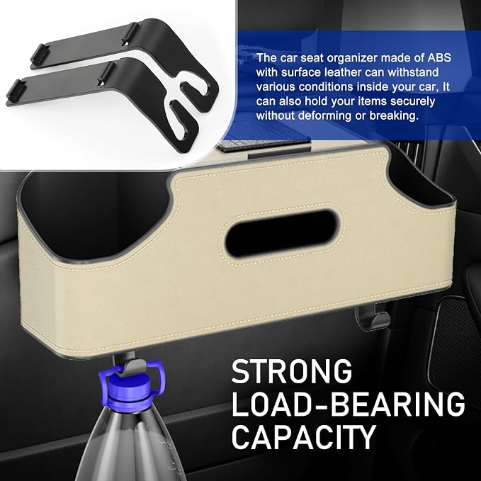 Car Seat Back Storage Box, Multifunctional Cup Holder Tissue Holder Mobile Phone Bracket, Portable Hanging Organizer for Handbags Wallets, for Most Cars Storage Accessories (Black)