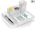 30Pcs Clear Plastic Drawer Organizers Set, 4size makeup drawer organizer trays for vanity,desk,bathroom,office,nightstand,gadgets for kitchen drawer, Versatile drawer divider storage bins
