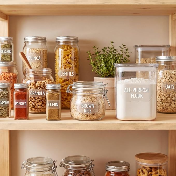 465Pcs Waterproof Chalkboard Labels for Jars & Containers, 2 Markers | Reusable Wipe-Clean Surface, Sticks To Glass/Plastic/Metal, For Pantry Bins, Jars, Bottles And Folders