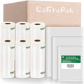 O2frepak Multi-Size 50x 6''x10'',50x 8''x12'',50 X10'' X13''and 3 Rolls11''x20',3 Rolls 8''x20' BPA Free Sous Vide Seal a Meal Commercial Grade Vacuum Seal PreCut Combo Pack Bags Rolls