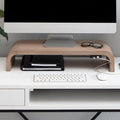 Anji Mountain Wood Monitor Stand Riser Desk Desktop Organizer Table for Home, Office Workspace, Laptop Riser, Ergonomic Design Stand for Gaming Setup, with Power Source, Biscotti