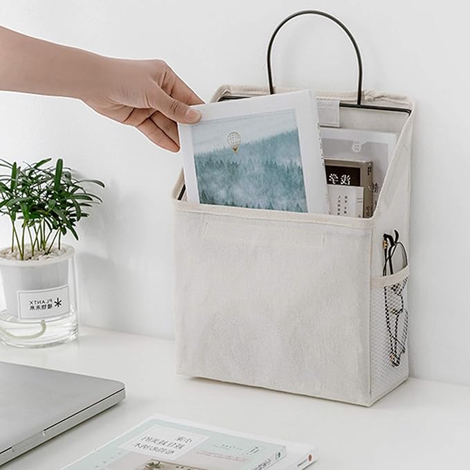 Fantasyon Wall Hanging Storage Bag, Waterproof Over The Door Closet Organizer Hanging Pocket Organizer for Bedroom, Bathroom, Linen Cotton (Gray)