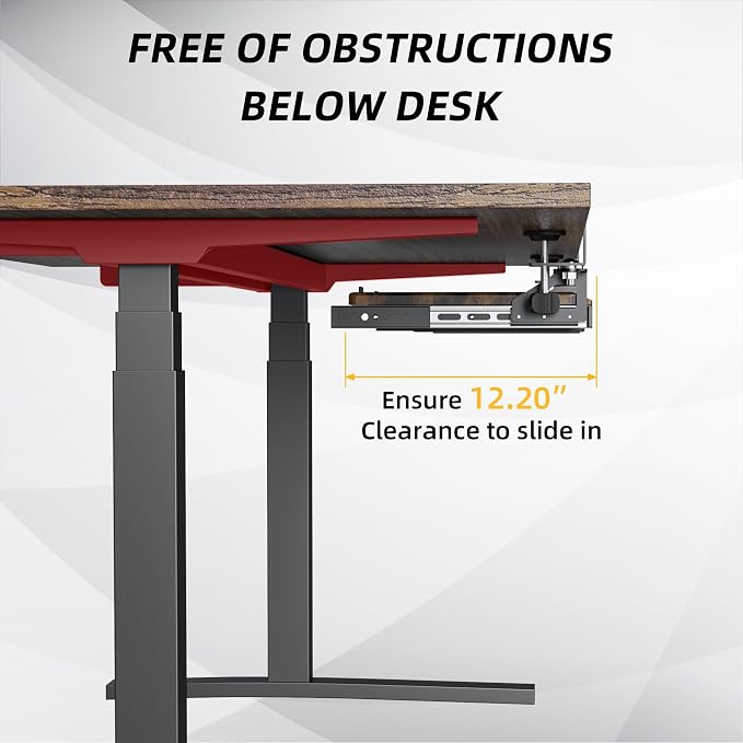 ETHU Keyboard Tray Under Desk, Ergonomic Corner Keyboard Tray with 180° Adjustable C Clamp for L Shape Desk 26.77" X 12.2" Easy to Install, Computer Keyboard Stand for Home and Office(Wood)