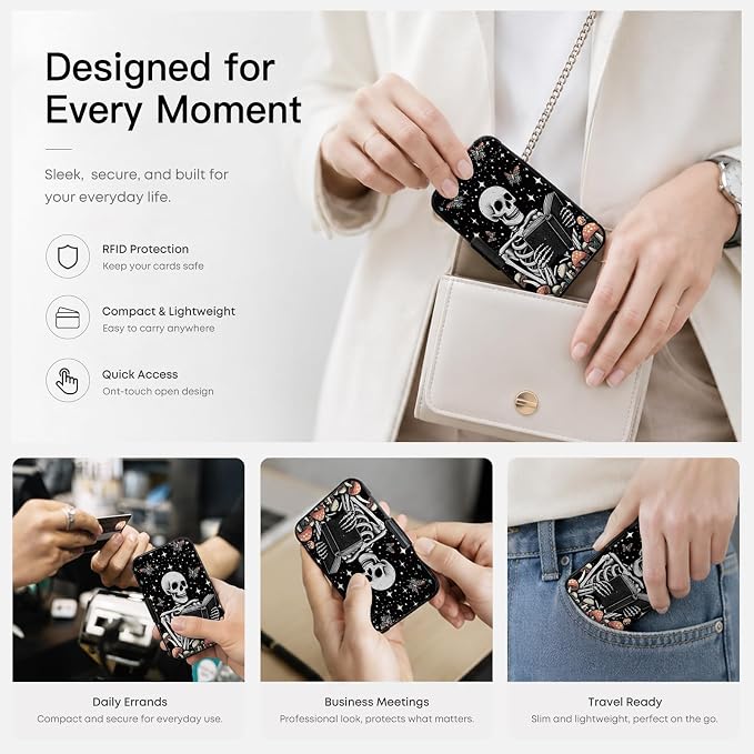 Credit Card Holder RFID Aluminum card case Skeleton mini Wallet Women Men | ABS Business ID Case,Hard Case Large Capacity 6 Slots, Waterproof Durable ，Secure Closure Slim Small Credit Card Protector