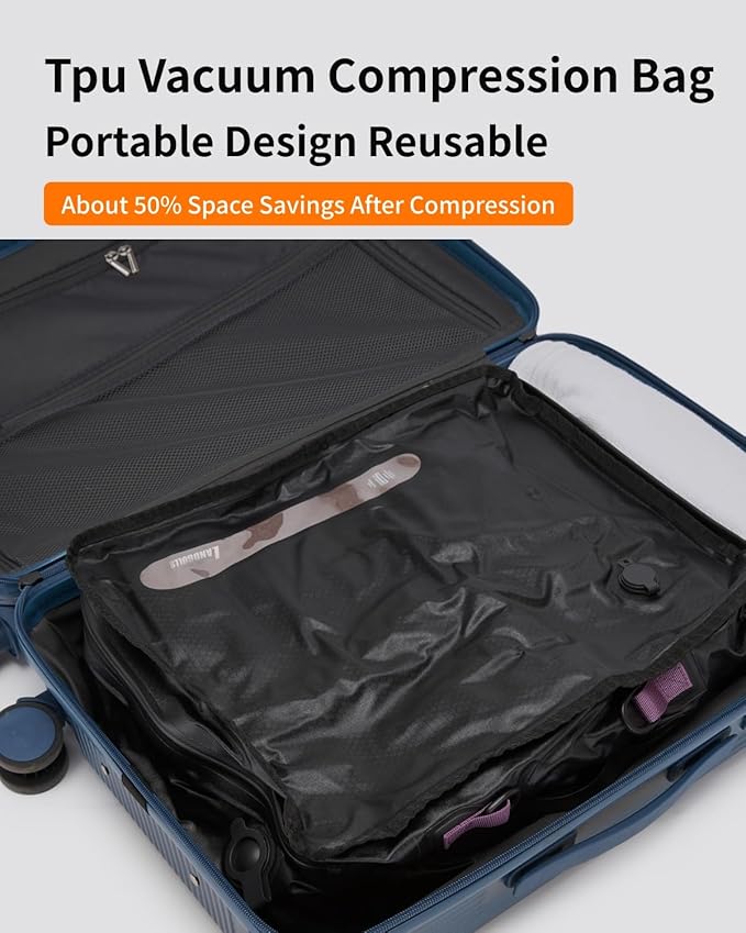 Reusable Vacuum Compression Travel Bag, 28L 1-Pack Vacuum Seal Bag, IP68 Waterproof Space Saver Bags, for Suitcase, Backpack, Home Storage