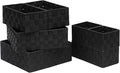Storage Bins Woven Organizer Set of 7 – Polypropylene Storage Baskets with Metal Frame, Stackable Fabric Boxes for Drawers, Closet, Shelf, Nursery and Office, Black
