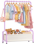 Kids Clothing Rack with Storage Shelf, Kids Dress Up Storage for Coats, Small Baby Garment Rack for Hanging Clothes, Toddler Wardrobe Closet Organizer (Purple, Classic)