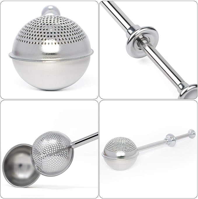 HULISEN 2-Pc Flour Duster, 304 Stainless Steel Flour Sifter for Baking | Spring-Press Handle, Dishwasher Safe, For Flour, Powdered Sugar, Fine Spices, Pick Up and Dust Flour Sifter, Gift Package