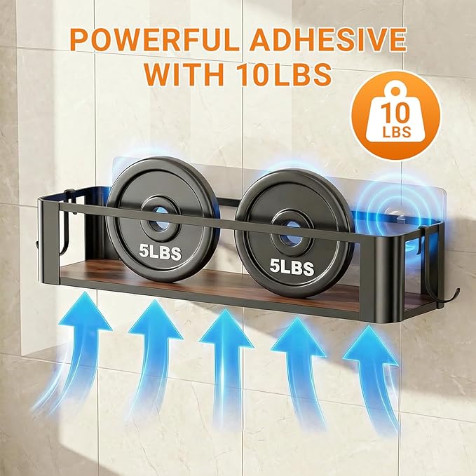 Wall Mounted Spice Rack, Black, 4 Pack | 4 Hooks Included, Screw or Adhesive Installation, For Stove Cabinet Pantry Door, Kitchen and RV Use