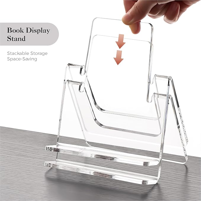 YUXUN Acrylic Book Stand,6Inch 2PC Clear Acrylic Display Easel,Book Display Holder,Display Stand for Books,Magazines,Postcards,Artworks,Pictures,Phone,Tablet