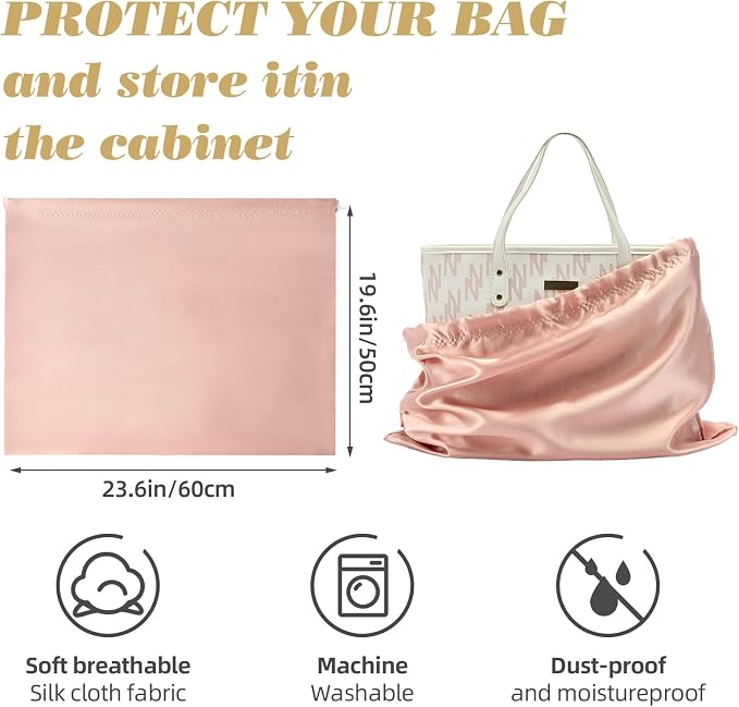 12 Pack Dust Bags for Handbags Travel Storage Pouch Silk Cloth Bag | Drawstring Large Storage Pouch for Handbag Purse Shoes Boots, Multicolor 23.6x19.6 Inch