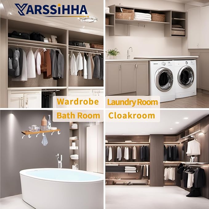 Yarssihha 2 Pack Adjustable Closet Rod Bracket, Wall Mounted Closet Shelf Bracket, White Closet Rod Support Bracket with Screws