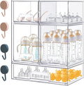 Baby Bottle Organizer with Hooks - 5 Pack Stackable Storage Drawer | Baby Bottle Organizers and Storage, Clear Acrylic Multipurpose Bottle Storage for Countertop