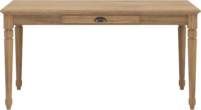 Polibi 60" Farmhouse Writing Desk with Drawer Keyboard Tray (Seadrift) | Turned Legs, Quick Assembly, Pre-Assembled Top, For Home Offices, Writing, Computer Workstations.