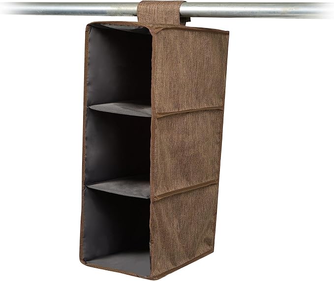 Covermates Keepsakes Hanging Shoe Organizer for Closet – Vertical Storage Shelves for Sneakers, Sandals, and Sweaters – Heavy-Duty Wardrobe Organization, Brown Heather