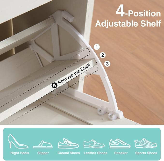 Barnyatoh Shoe Storage Cabinet,Farmhouse Shoe Organizer with 2 Flip Drawers & Barn Door Design,Freestanding Hidden Slim Narrow Shoe Rack Cabinet for Entryway,Foyer,Hallway,Antique White