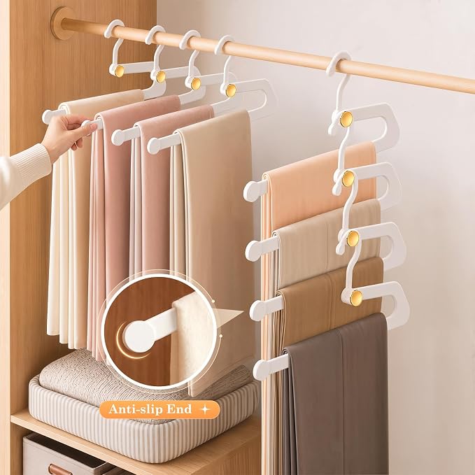 Hangers for Pants 20-Pack, Space Saving Closet Organizer for Jeans Slacks,Non-Slip Hanger for Leggings,Jeans, Slacks, Scarves(White)
