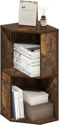 Furinno ECON Corner Shelf, 2-Tier Corner Book Shelf, Standing Storage Shelves, Cube Display Rack, Bookshelf, for Organization and Storage, Living Room, Home Office, Amber Pine