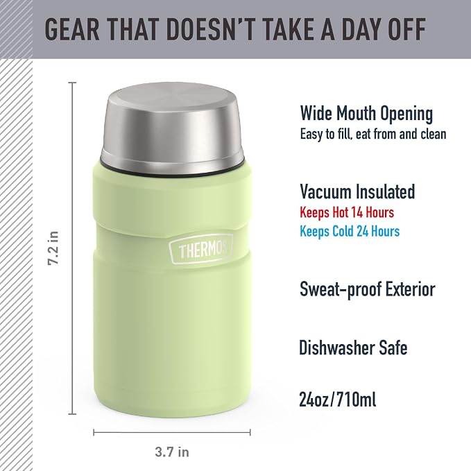 THERMOS Stainless King Vacuum-Insulated Food Jar, 24 Ounce, Matte Green