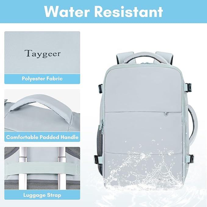 Taygeer Carry On Backpack, 40l Travel Backpack for Women Airline Approved | Cute Underseat Personal Item Travel Bag With Shoe Compartment, Casual Daypack Gifts for Friend Hiking Outdoor Weekend,Blue
