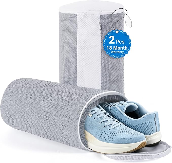 Large Shoe Washing Machine Bags for Sneakers & Tennis Shoes, Yellow 2-Pack | Large Shoe Laundry Bags fit Most Shoe Sizes, Durable Hidden Zippers Keep Shoes Secure, Washer/Dryer Safe for Less Scrubbing