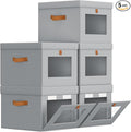 Homsorout Storage Bins with Lid – Closet Organizer with Side Opening and Clear Window, Foldable Stackable Fabric Basket for Clothes, Home, Office - 13.77" x 11.8" x 9.8", 5 Pack, Grey