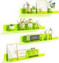 upsimples 4 Pcs 15" Acrylic Shelves for Wall Display, Fluorescent Green | Cute Floating Shelf for Perfume, Skincare, Nail Polish, Wall Organizer for Bedroom, Living Room, Playroom, Room Décor