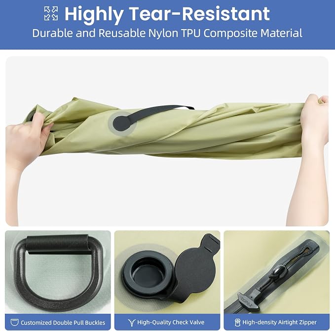BAGAIL TPU Vacuum Bag for Travel, Reusable Compression Bag with IPX8 Waterproof Zipper, Save Space for Suitcase, Backpack and Carry on (Beige, ExtraLarge, No Pump)
