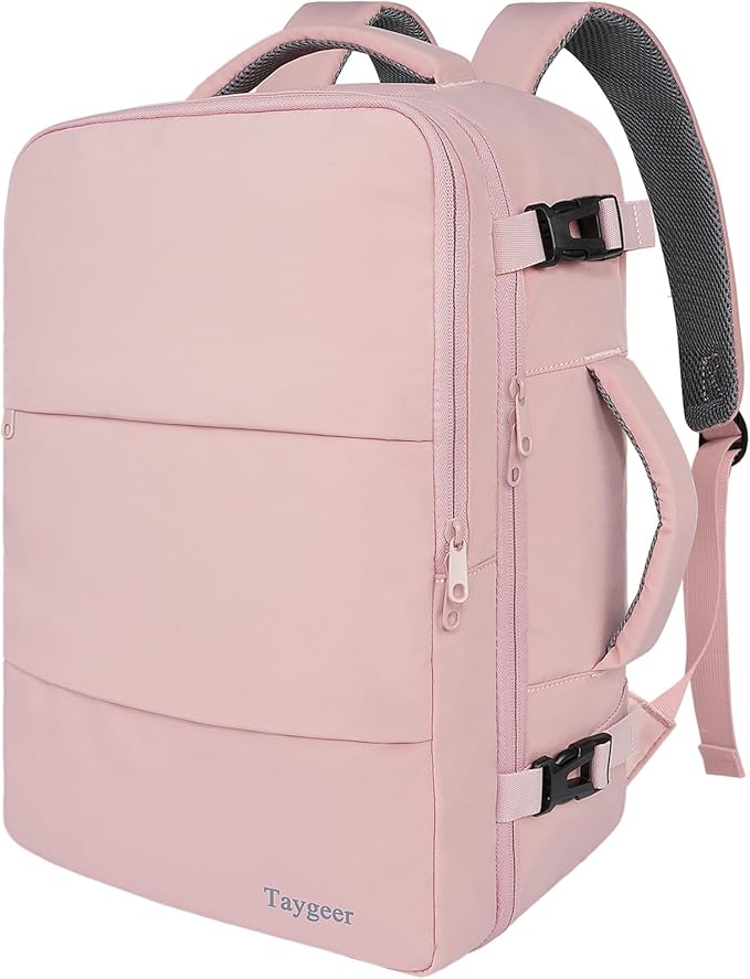 Taygeer Laptop Backpack for Women, TSA Friendly 40l Carry On Mochila | Large Travel Backpack with 17.3" Laptop Compartment, Daypack Business Computer Bag for Office Work Travel Essentials, Pink