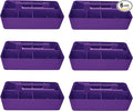 -Large Portable Caddy, DIY Dividers, 8 Compartments, School Office Supplies Home Business Organizer Portable Basket with Handle Made in USA (6 PACK, Royal Purple)