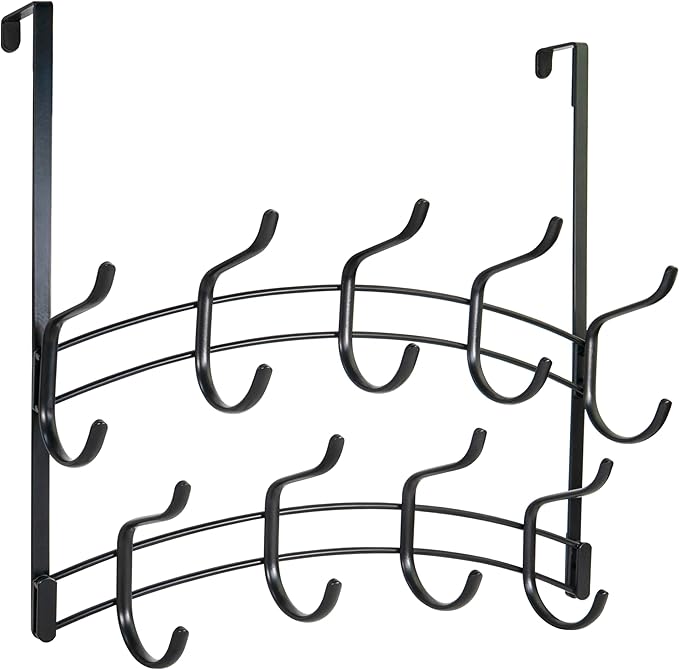 LYNK Professional® Home™ Over the Door Hooks - 18 Hook – Over the Door Coat Rack - Over the Door Hanger - Hanging Towels or Clothes - Bathroom, Bedroom, Laundry Room - Lifetime Ltd. Warranty, Black
