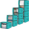 Fab totes Storage Bags,Clothes Blanket Storage Bins Foldable Closet Organizers with Reinforced Handle for Home Dorm Storage and Organization,Fabric Bags for Organizing Sheets,Clothing (Green,10 Pack)