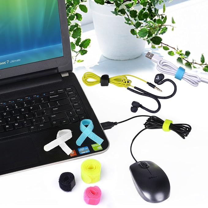 Avantree Pack of 20 Reusable Cord Organizer Keeper Holder, Fastening Cable Ties Straps for Earbud Headphones Phones Electronics Electrical Computer PC Wire Wrap Management, Assorted 3 Size and 5 Color