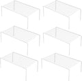 iPEGTOP Set of 6 Kitchen Cabinet Shelf Organizer, Medium (13 x 9.4 Inch) Bathroom Cabinet Organization Wire Shelf Rack, Rustproof Storage Space Saver Shelves for Countertops Pantries Utensils -White
