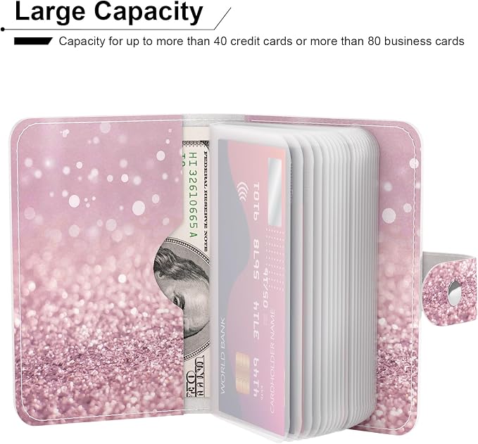 Rouidr Business Card Organizer, RFID Business Card Holder, Small Slim Leather Cards Book, Pocket Name Card Holder Wallet for Women, Work Hard