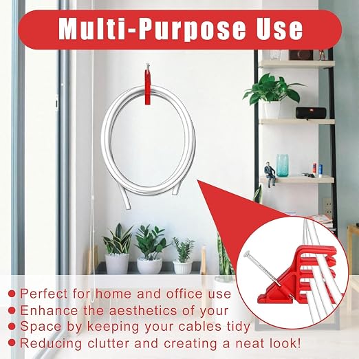 Multi Cable Staples 100 Pack Compatible with Romex Clips, Red Wire Stackers | Insulated Cord Electrical Cable Clip Stackers with Steel Nails for Organizing Multiple Coaxial and Data Wires on Wood Framing