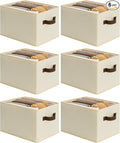 Cupic Cupid Storage Bins Closet, Fabric Closet Organizers and Storage, 6-Pack Baskets for Organizing, Large Storage Boxes with Handles for Clothes and Toys, Beige