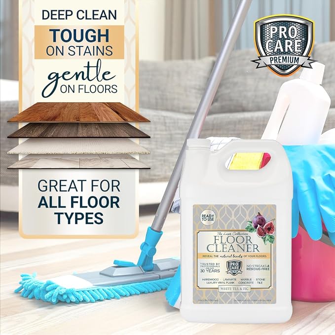 ProCare White Tea & Fig Floor Cleaner (Made in USA) | Vinyl, Wood,Tile, Stone & Laminate Floor Cleaner For Mopping, Household Supplies,Cleaning Solution For Kitchen & Bathroom-1 Gal (128 Fl Oz)