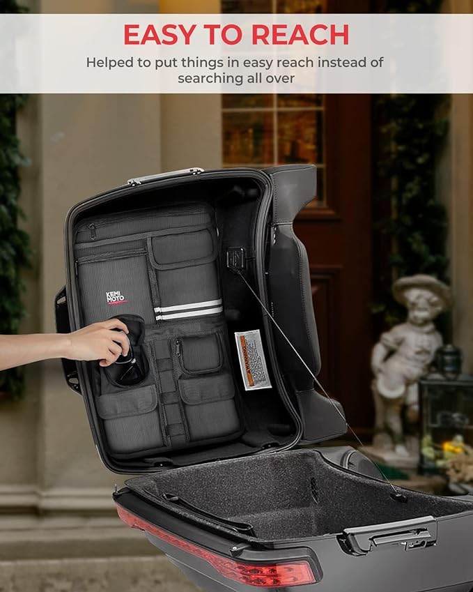 KEMIMOTO Tour Pack Lid Organizer for Road Glide Road King Electra Glide Street Glide Touring Travel-Paks | Multi Pockets Keep Organizer, Rear Pack Compatible with Touring Models Street Glide 1993-2013