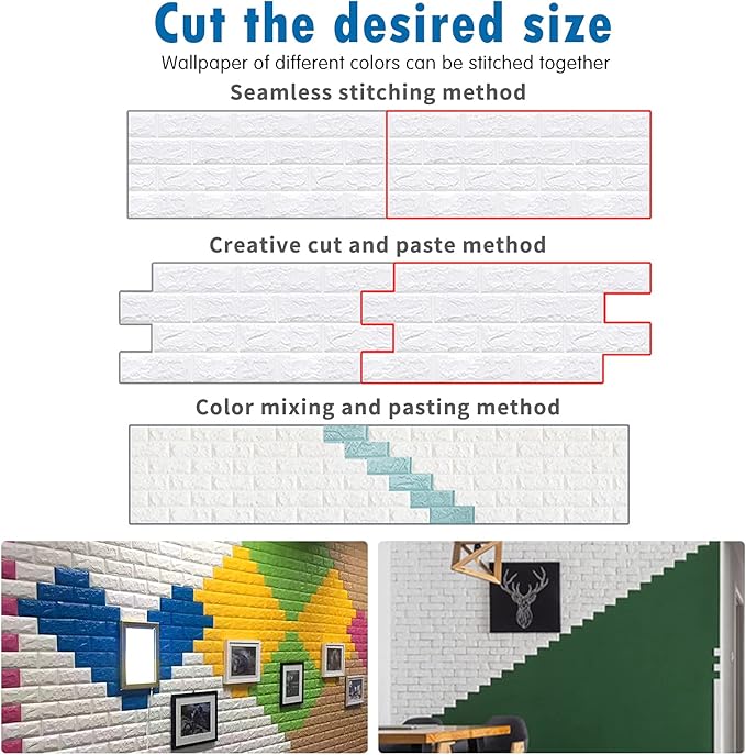 40 PCS White 3D Wall Panels, 58 sq.feet Coverage, Printable Wallpaper Sticker with Self-Adhesive Waterproof Brick PE Foam Wall Panels Peel and Stick for Interior Wall Decor Home Decoration