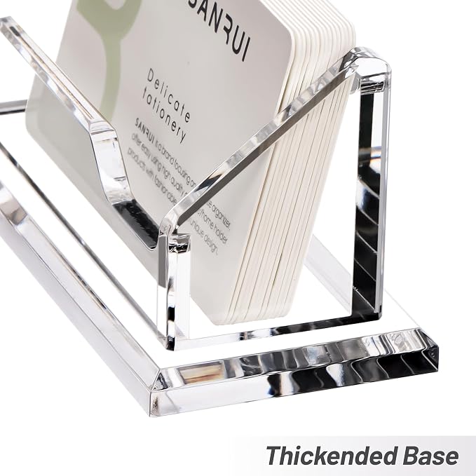 SANRUI Acrylic Business Card Holder for Desk, Single Clear Card Display Stand, Horizontal Desktop Business Card Organizer for Tabletop Countertop Office, Holds 60 Cards