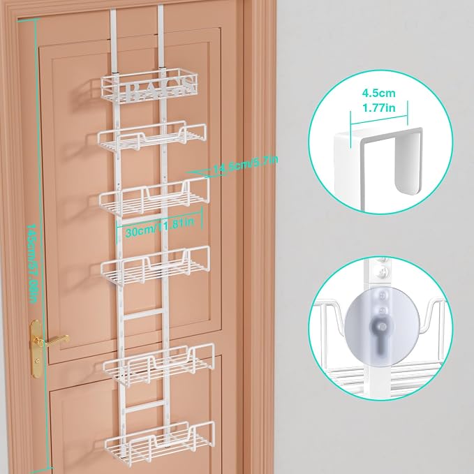 HapiRm Over Door Purse Organizer - Adjustable Purse Storage Rack with Bags Design Metal Basket, Wall Mounted Handbag Organizer, Hanging Handbag Holder, Can Use As 1/2 Part Detachable, White