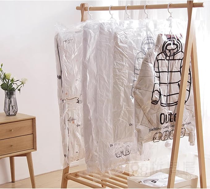 Hanging Vacuum Storage Bags, 2024 New Reusable Hanging Vacuum Storage Bags for Clothes, Coats, Jackets, Hanging Compressible Storage Bag Space Saver Bags with Hand Pumps (Large, 3Pcs)