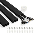 47in TV Cord Hider, Adhesive & Screw Mount Large Cable Hider Kit | Cord Covers for Wall Mount TV, Paintable Cable Management Cord Organizer, Wire Hiders for TV on Wall L15.7inW2inH0.7in, Black