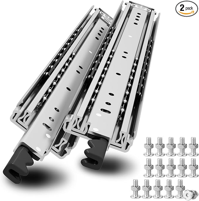 VADANIA #XD76 20" Detachable Locking Heavy Duty Drawer Slide | 3" Widening Up to 330lb Load Capacity, 3-Fold Full Extension, Ball Bearing Lock-in & Lock-Out, Side Mount, 1-Pair