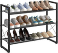 CHOEZON Shoe Rack, 3-Tier Shoe Rack for Closet, Metal Shoe Storage Organizer, Shoe Rack for Entryway, Shoe Shelf with Adjustable Feets, for Entryway, Hallway, Living Room, Bedroom, Black TXJ13BB
