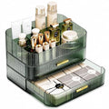 Makeup Organizer for Vanity, Large Desk Organizer with Stackable Drawers for Cosmetics, Skincare, Lipsticks, Palette, Nail Care, Ideal Storage for Dresser and Bathroom Countertop-Green