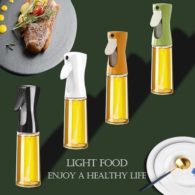 Oil Sprayer for Cooking -200ml Glass Olive Oil Sprayer, Cooking Sprayer, Kitchen Gadgets for Air Fryer, Canola Oil Spritzer, Widely Used for Salad Making, Baking, Frying, BBQ (Yellow)