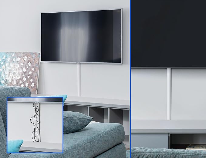 ZhiYo 34in Cord Hider for 2-4 Wall-Mounted TV Wires, 1.4" W x 0.7" H, White | Split-Hinge Design for Easy Installation, Half-Round Glazed Finish Ideal for Wall/Baseboard, Self-Adhesive, 2 Pack (17" Each)